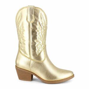 Unionbay Size 10M Women's Gold Dolly Western Cowboy Boots NIB